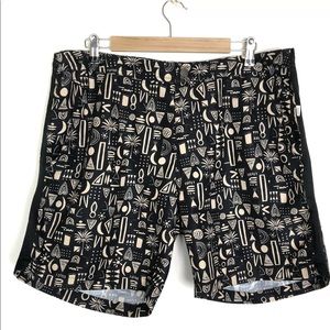 Onia The Calder Board Shorts swim in black & tan 
Tribal Geo print
Size XL